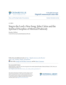 John Calvin and the Spiritual Discipline of Metrical Psalmody