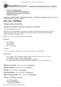 Rick John TURNBULL - Mine Accidents and Disasters