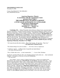 THE IMPORTANCE OF BEING EARNEST a trivial comedy