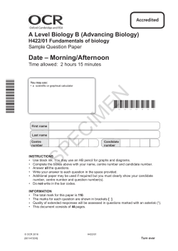 OCR A Level Biology B (H422/01): Fundamentals of biology