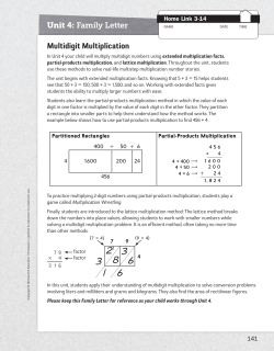 Unit 4: Family Letter Multidigit Multiplication