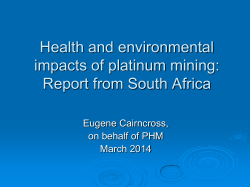 Health and environmental impacts of gold and platinum mining