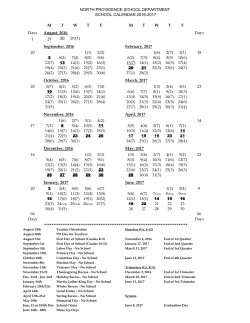 Approved 2016-2017 School Calendar