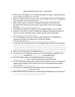 American Revolution Unit Test study guide