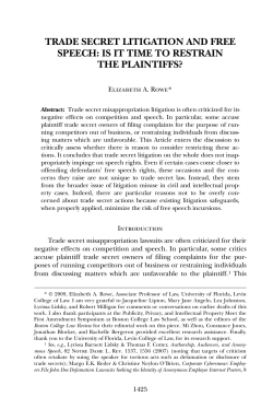 trade secret litigation and free speech: is it time to restrain the