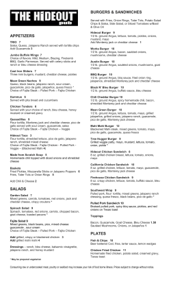 Menu - Hideout Pub