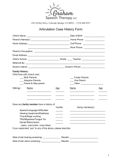 Articulation Case History Form