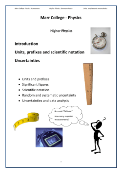 Marr College - Physics Introduction Units, prefixes and scientific