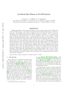 An Earth-Like Planet in GJ 832 System