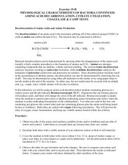 AMINO ACID DECARBOXYLATION, CITRATE UTILIZATION