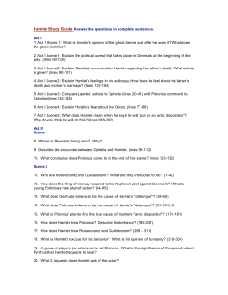 Hamlet Study Guide Answer the questions in complete sentences
