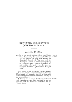 CENTENARY CELEBRATION (AMENDMENT) ACT. Act No. 23, 1935.