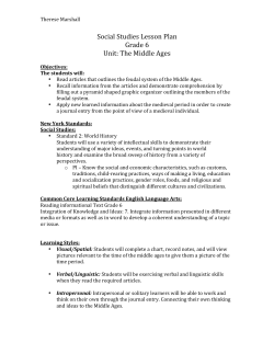 Social Studies Lesson Plan Grade 6 Unit: The Middle Ages