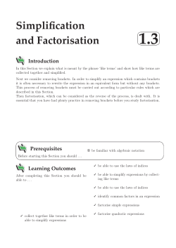 Simplification and Factorisation