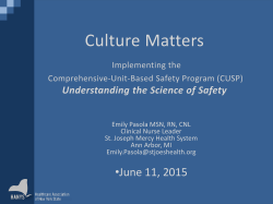 CUSP for CAUTI Science of Safety Slides