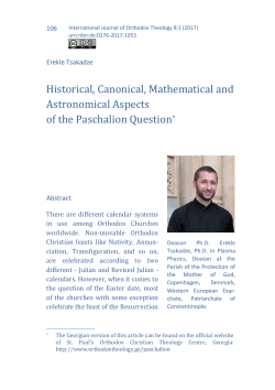 Historical, Canonical, Mathematical and Astronomical Aspects of the