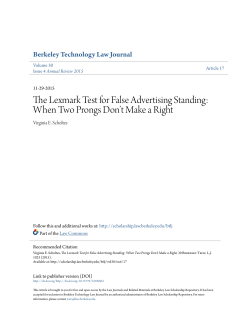 The Lexmark Test for False Advertising Standing