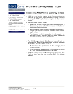 Introducing MSCI Global Currency Indices