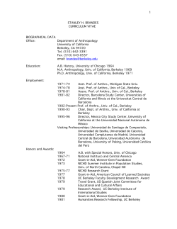 Curriculum Vitae - Berkeley Anthropology