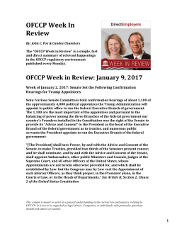 OFCCP Week In Review