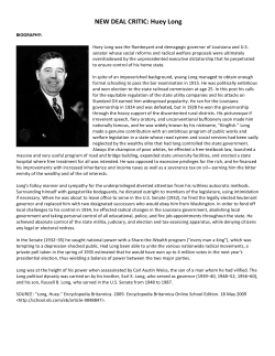NEW DEAL CRITIC: Huey Long