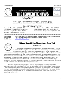Leave-rite News May 2016 - Rusk County Treasure Hunters