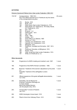 ACTIVITIES Women`s Social and Political Union, East London