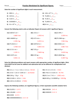 Practice Worksheet for Significant Figures
