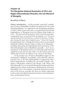 The Mongolian National Revolution of 1911 and Bogdo