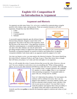 English 122: Composition II An Introduction to Argument