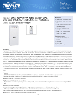 Internet Office 120V 700VA 425W Standby UPS, USB port