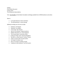 Syllabus Great Books Discussion Summer 2015 The Lifelong