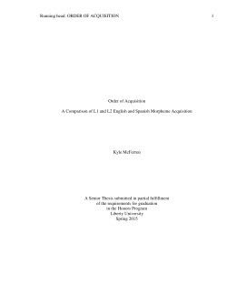 Order of Acquisition: A Comparison of L1 and L2 English and