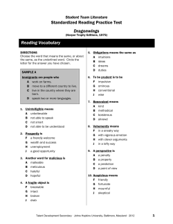 Dragonwings Reading Vocabulary