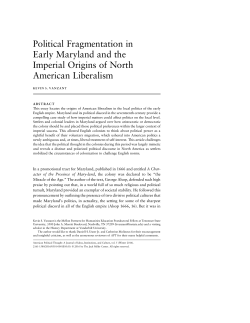 Political Fragmentation in Early Maryland and the Imperial Origins of