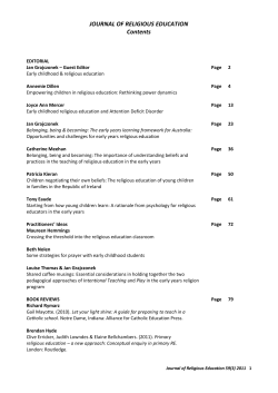 JOURNAL OF RELIGIOUS EDUCATION Contents