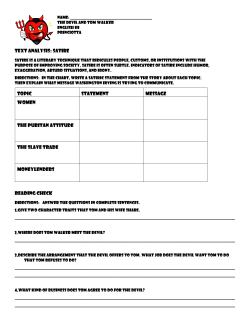 Text Analysis: Satire Topic Statement Message Women The Puritan