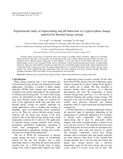 Experimental study of supercooling and pH behaviour
