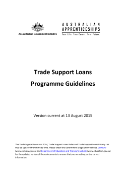 Trade Support Loans Programme Guidelines