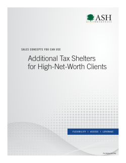 Additional Tax Shelters for High-Net-Worth Clients