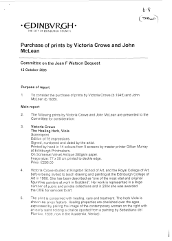 Purchase of Prints by Victoria Crowe and John Mclean &ndash; Reports