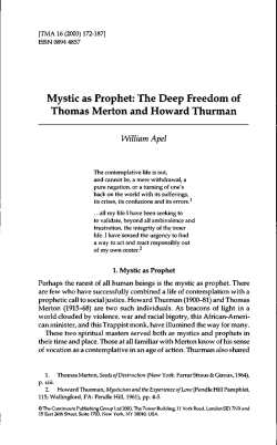 Mystic as Prophet: The Deep Freedom of Thomas Merton and