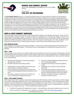 RISING SUN ENERGY CENTER THE CITY OF RICHMOND GETS