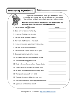 Identifying Adjectives Worksheet | K12reader.com