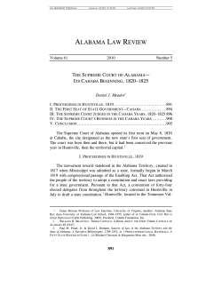 The Supreme Court Of Alabama&mdash;Its Cahaba Beginning, 1820&ndash;1825