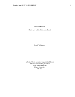 Law And Religion: Sharia Law and the First Amendment
