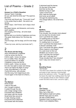 List of Poems &ndash; Grade 2