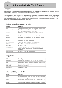 Acids and Alkalis Word Sheets