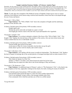 Sample Analytical Sentence Outline