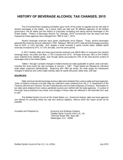 history of beverage alcohol tax changes, 2015